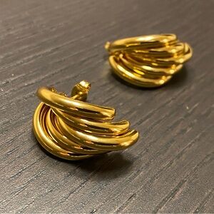 Nordstrom Gold Multi Bar Half Hoop Geometric Earrings Stainless Steel